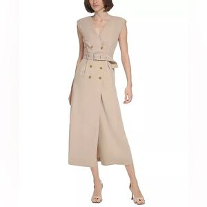 Calvin Klein Women's Padded-Shoulder Trench Maxi Dress size 8